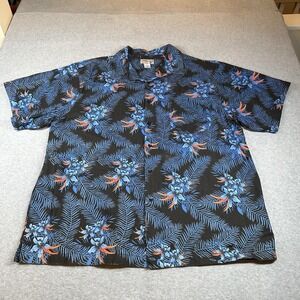 Vintage Rio‎ By Merrill & Forbes Hawaiian Shirt Mens 2XL Blue Black Floral NOTE